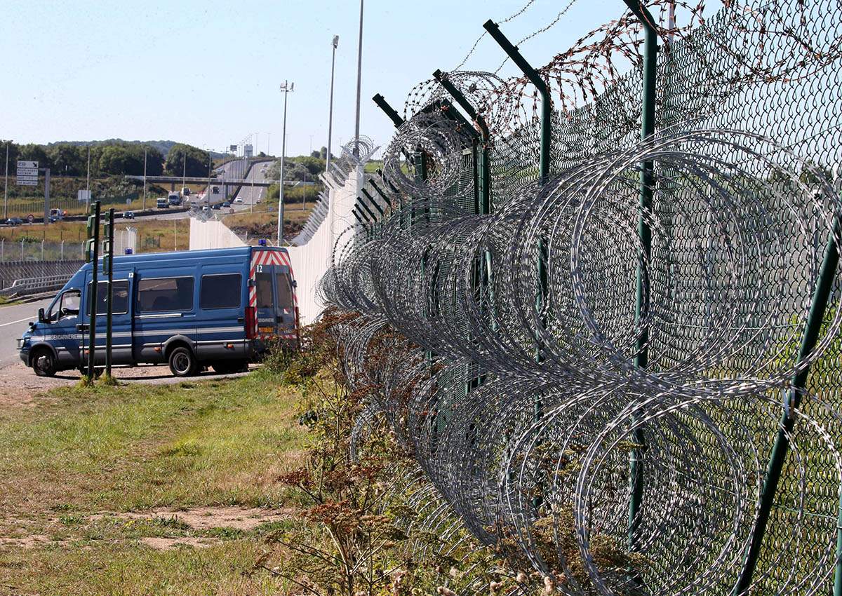 A riot gendarmerie van secures the entrance of the Channel Tunnel in Coquelles, near Calais, France, September 7, 2016. 