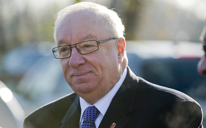 Former Montreal Canadiens' coach Jacques Demers attends the funeral of former Canadiens trainer Eddy Palchak in Dorval, Montreal, Tuesday, November 22, 2011.