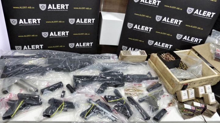 Eight guns, some equipped with silencers, were seized in a recent firearms trafficking investigation by ALERT. Five Edmonton men have been arrested.