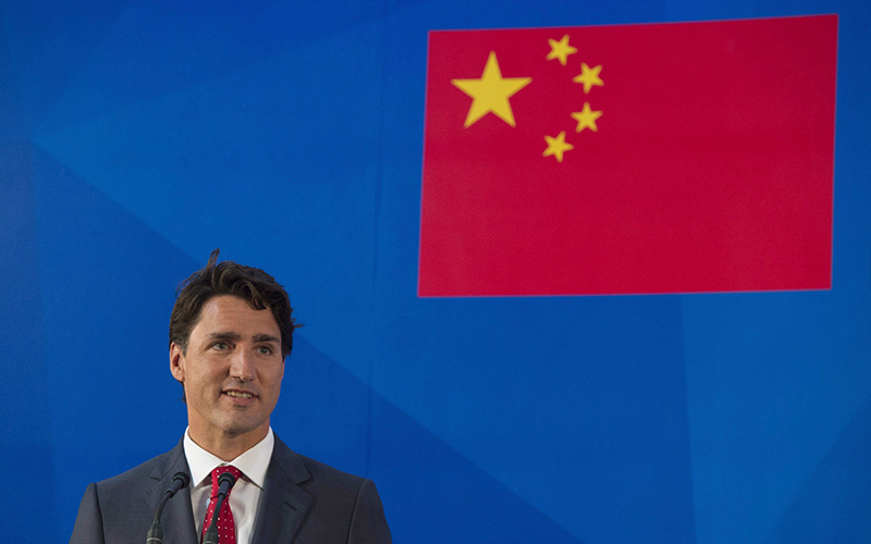 Canadian Prime Minister Justin Trudeau drivers remarks at a business event with the Chinese Entrepreneur Club in Beijing, China Tuesday August 30, 2016.