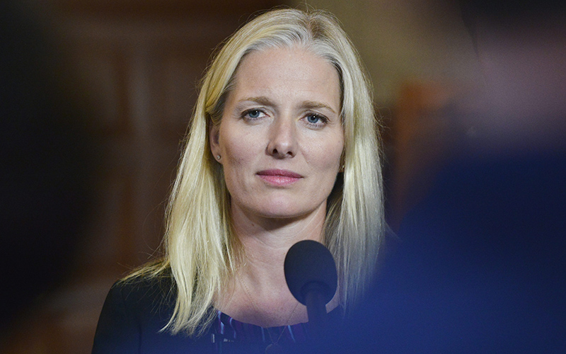 Minister of Environment and Climate Change Catherine McKenna talks with media in Ottawa on Wednesday, Sept. 28, 2016. 
