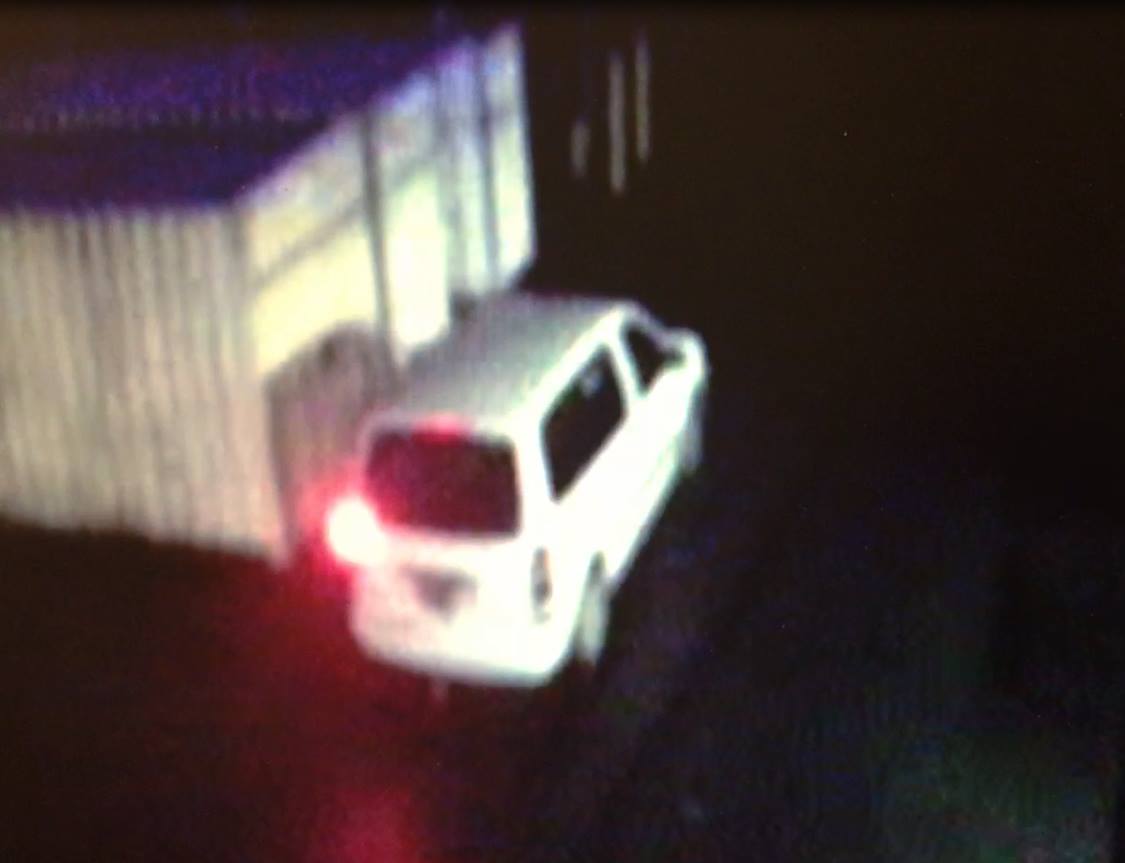 On Oct. 16, the security cameras of the Otter Co-op in Langley, B.C. captured this image of a white van that made away with a barbecue trailer the group loans to charities for fundraisers. 