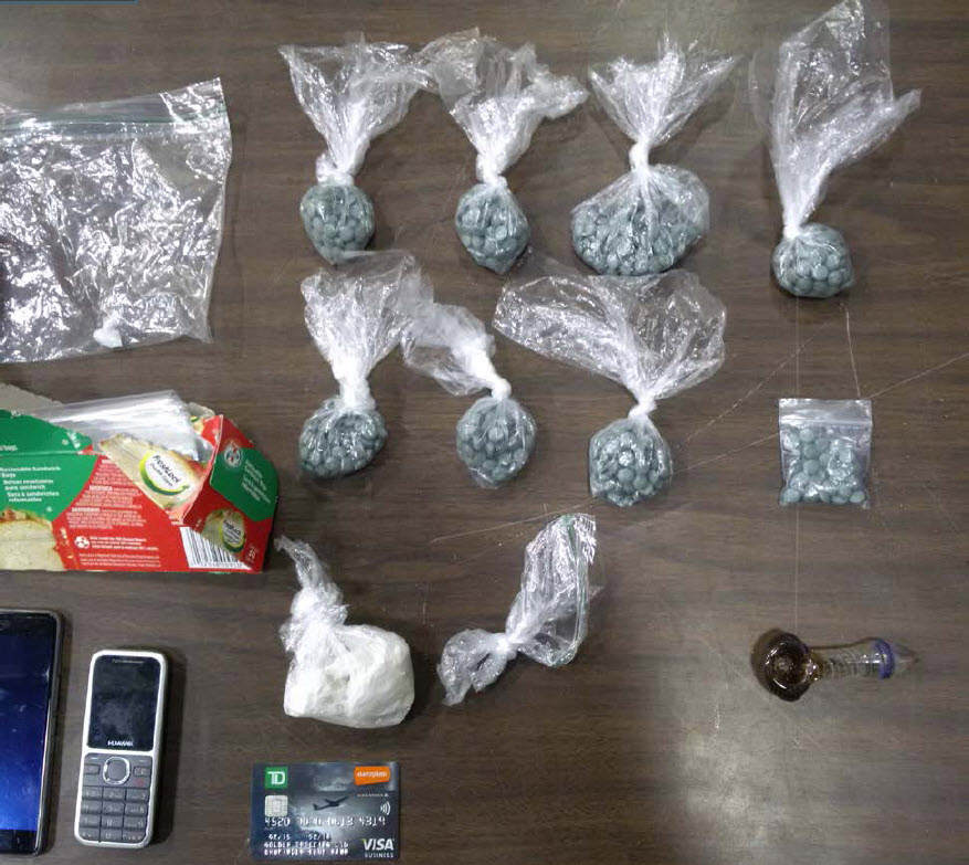 Items seized by Calgary police in a July 2016 traffic stop. 