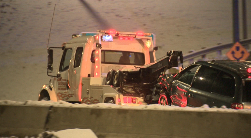 Lethbridge police investigate a five-vehicle crash on Highway 3 by the Old Man River on Monday, October 10, 2016.