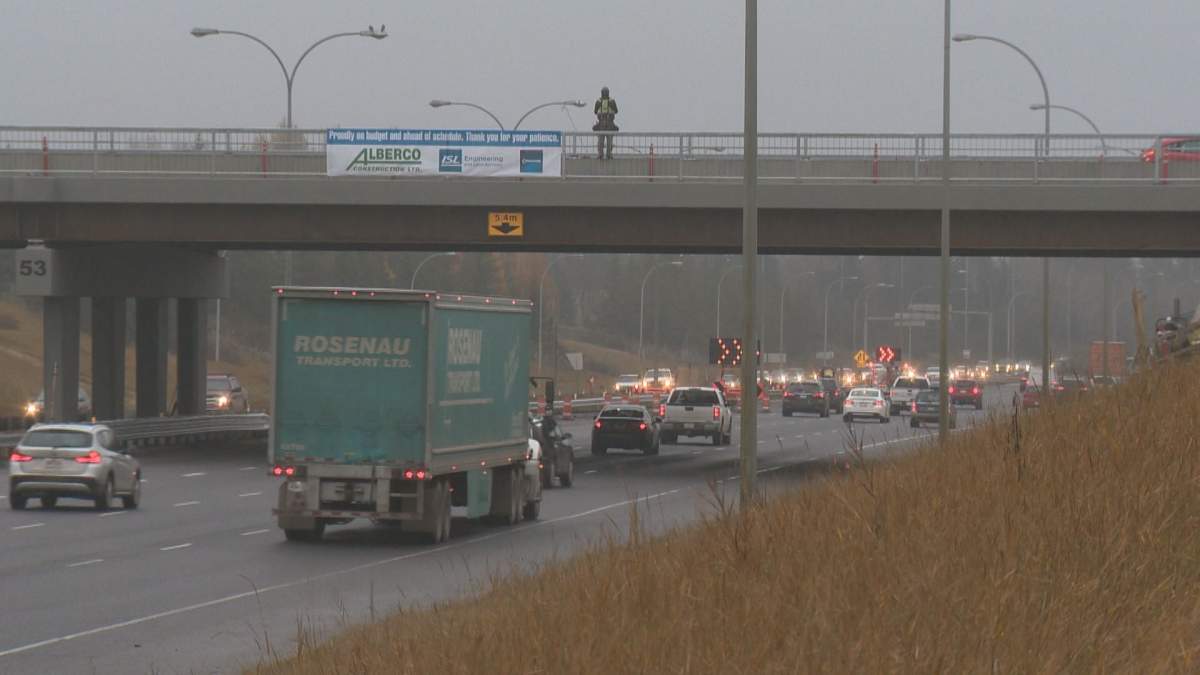 The 53 Avenue bridge over Whitemud Drive in south Edmonton. October 28, 2016.