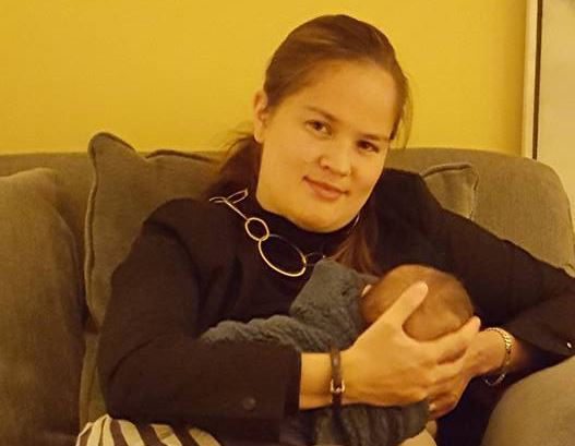 Alex Shimo with her two-month-old son Jacob at the Lambton Golf and Country Club Saturday.