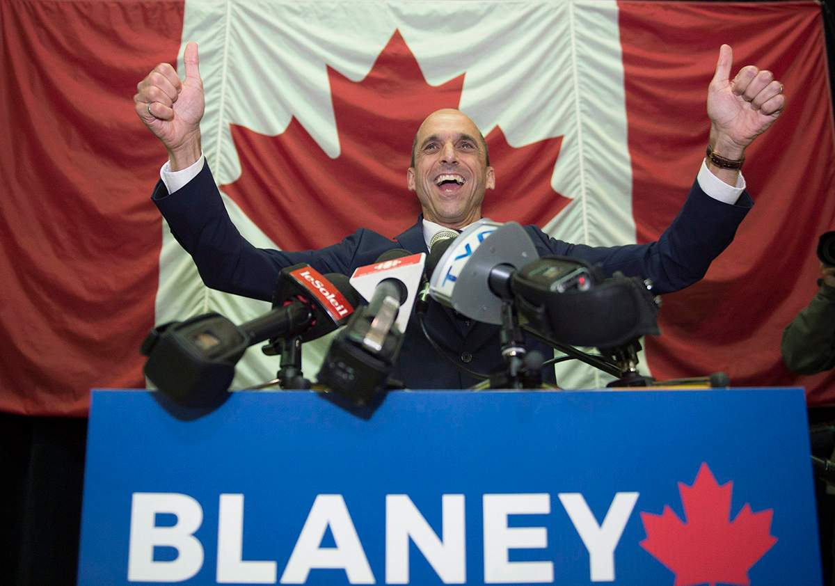Bellechasse-Les Etchemins-Levis Conservative MP Steven Blaney waves to supporters at a Conservative Party brunch, Sunday, October 23, 2016 in Levis Que. 