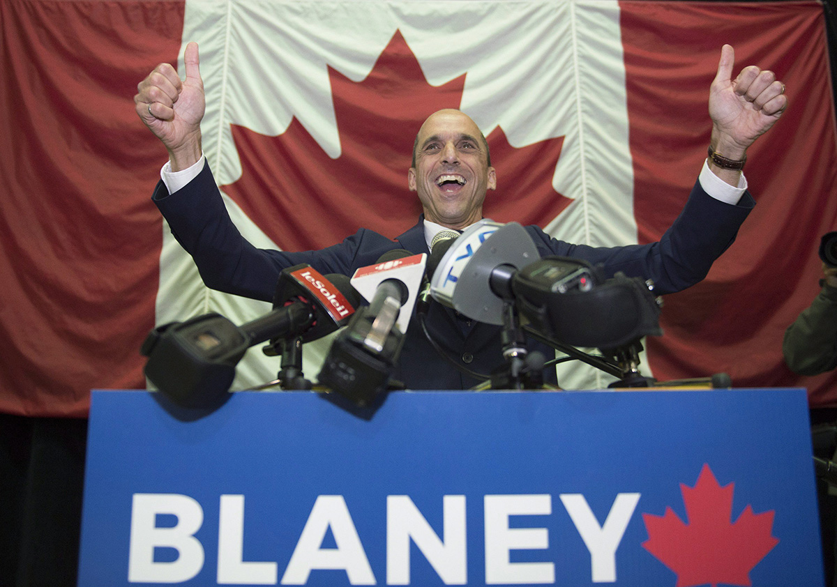 Bellechasse-Les Etchemins-Levis Conservative MP Steven Blaney waves to supporters at a Conservative Party brunch, Sunday, October 23, 2016 in Levis Que. 