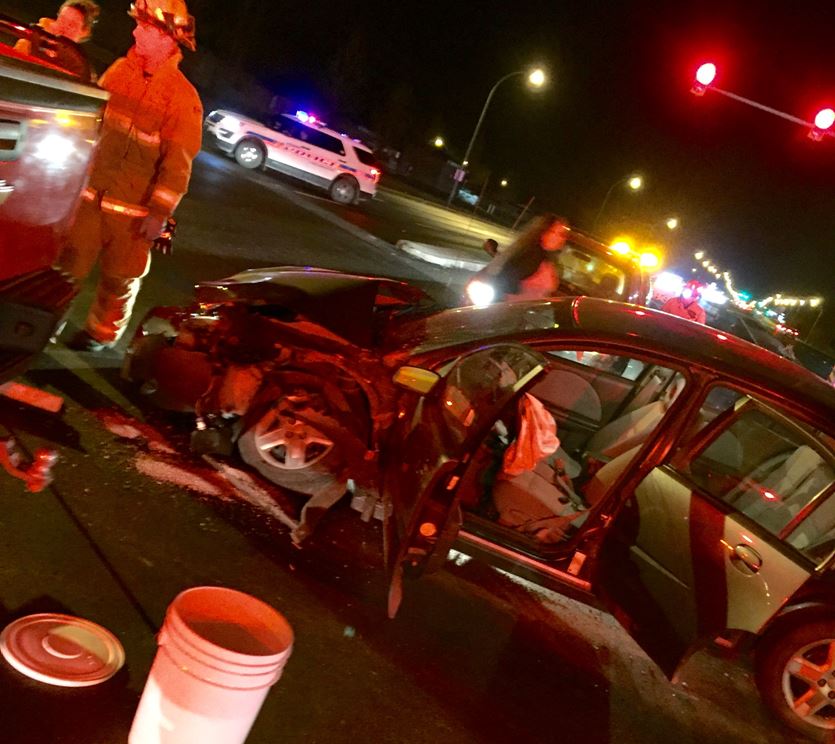 A 61-year-old woman was been charged with two counts of impaired driving causing bodily harm following a collision Friday evening.