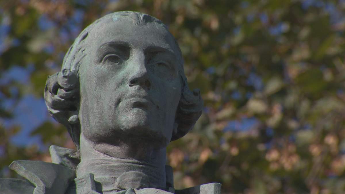 The statue of Edward Cornwallis in the park of the same name in Halifax.