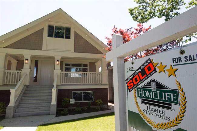 A sold sign is pictured outside a home in Vancouver, B.C., Tuesday, June, 28, 2016.