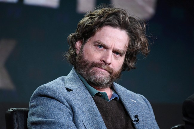 Zach Galifianakis participates in the "Baskets" panel at the FX Networks Winter TCA on Saturday, Jan. 16, 2016, in Pasadena, Calif. Galifianakis gives shoutout with a comedic twist to mayoral candidate Charlie Clark as voters head to the polls in the Saskatoon civic election.