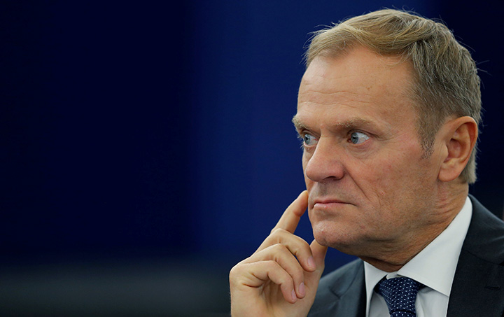 European Council President Donald Tusk attends a debate on the last European Summit at the European Parliament in Strasbourg, France, October 26, 2016.   