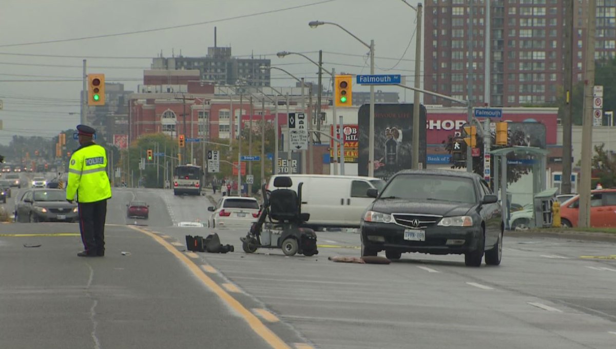 A man was listed in life-threatening condition Sunday afternoon after he was struck by a vehicle in Scarborough Sunday.