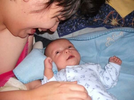 Newborn photo album of Eileen and son Jacob in 2008.