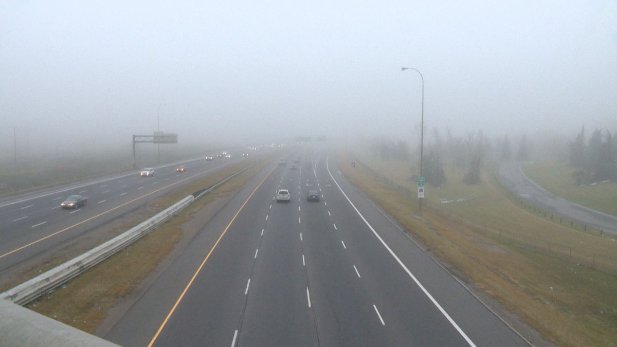 Foggy roads in Calgary on Saturday, Oct. 15, 2016. 