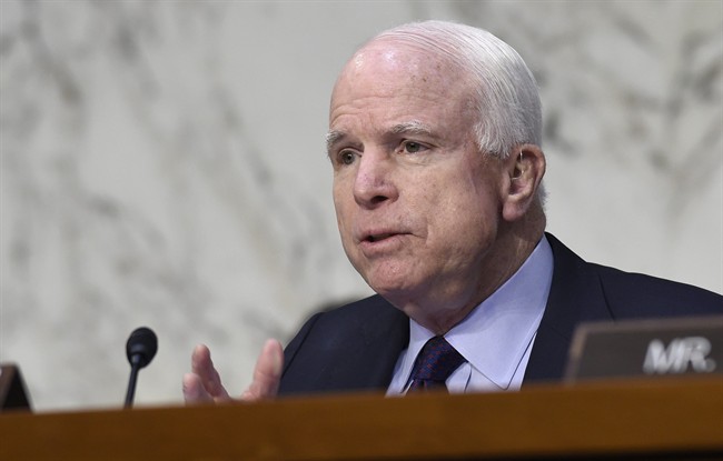 Senate Armed Services Committee Chairman Sen. John McCain, R-Ariz., speaks during a hearing on Capitol Hill in Washington in this Jan. 27, 2016 file photo. 
