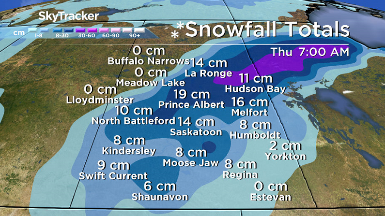 Most weather models are in general agreement that approximately 10 to 15 centimetres of snow will fall in Saskatoon.