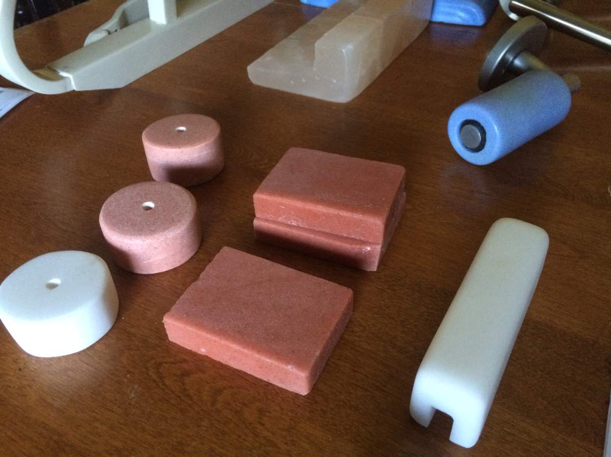 Various handles made of 100% salt.