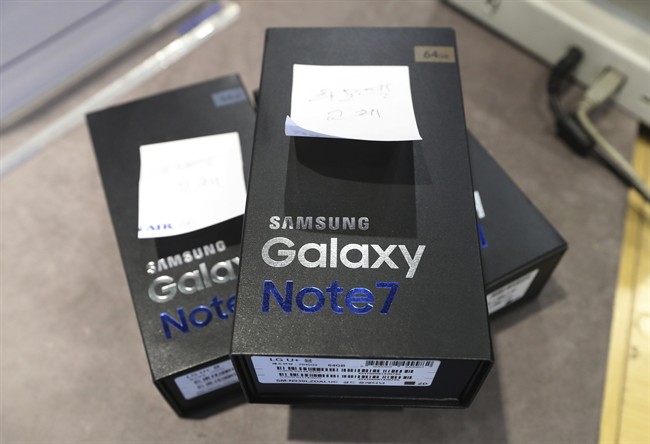 Returned boxes of Samsung Electronics' Galaxy Note 7.