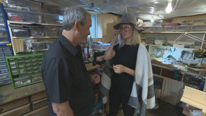 This father and daughter team from Trois-Rivieres designed a pair of their unique brand of wooden sunglasses for Celine Dion. Monday,October 3, 2016.