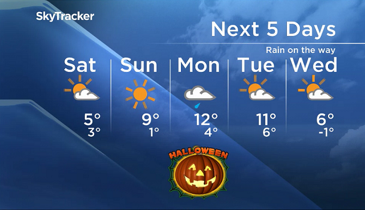 Cooler on the weekend before a rainy Halloween in Winnipeg - image
