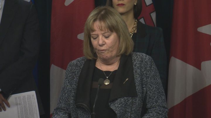 Energy Minister Marg McCuaig-Boyd speaks after her NDP government announces it has struck a panel to advise it on the best way to upgrade its energy industry. Oct. 13, 2016.