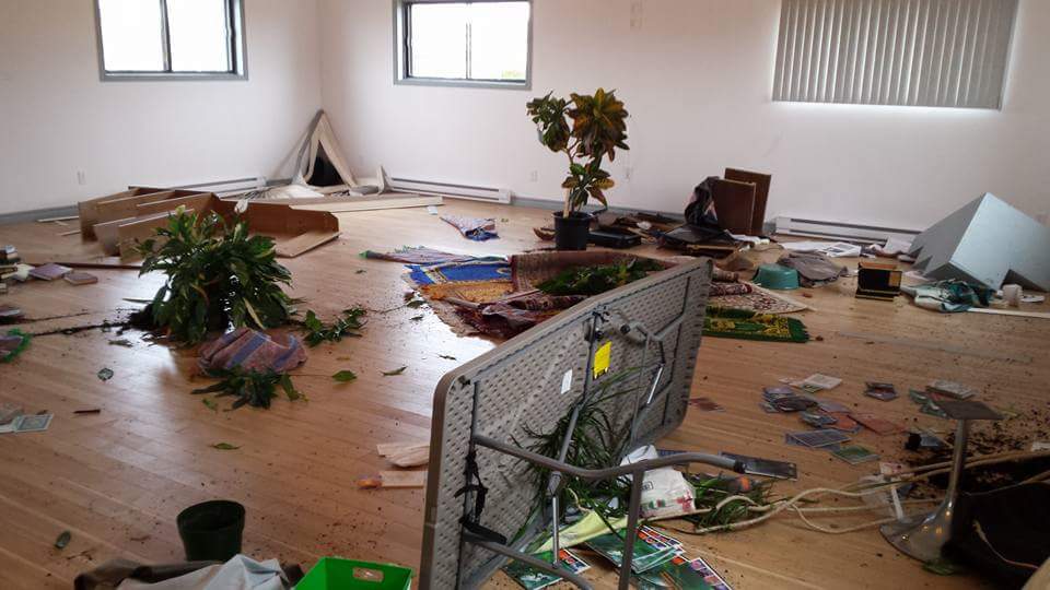 A Muslim Centre in Sept-Îles, Que. is vandalized.