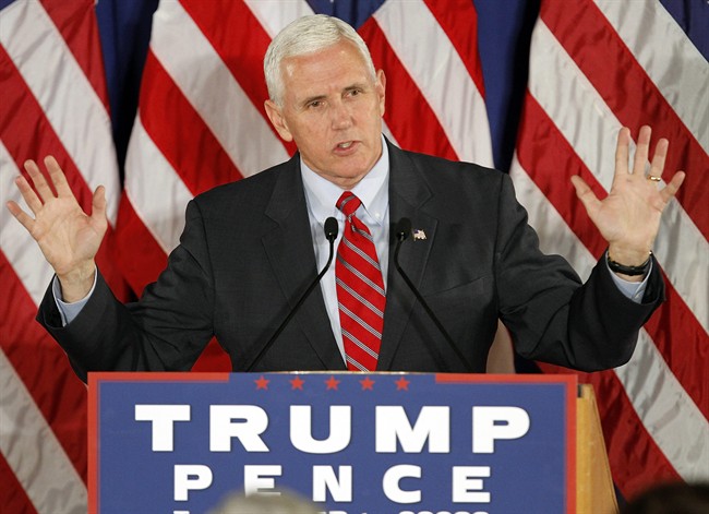 Republican vice presidential candidate, Indiana Gov. Mike Pence speaks at a campaign event at Ashland University in Ashland, Ohio, Tuesday, Oct. 25, 2016. 