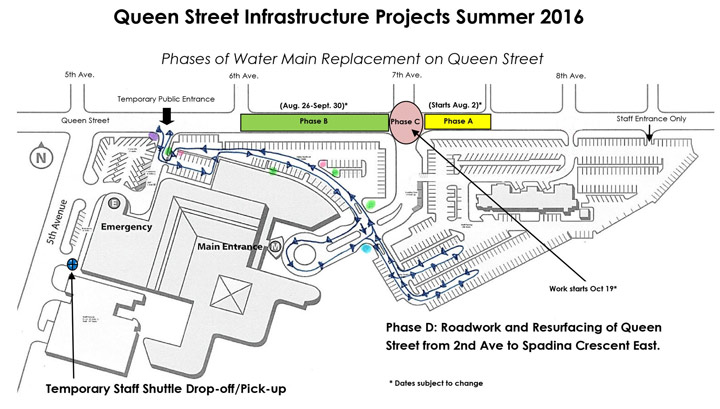Temporary access route to Saskatoon City Hospital.