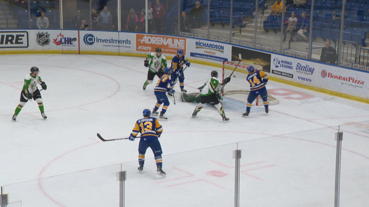 Jesse Shynkaruk scores his third goal in five games as the Saskatoon Blades blanked the Prince Albert Raiders 2-0 in WHL action.