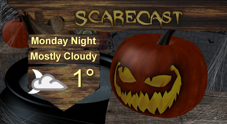 Mostly cloudy skies with a very slight chance of showers in Saskatoon for Halloween.