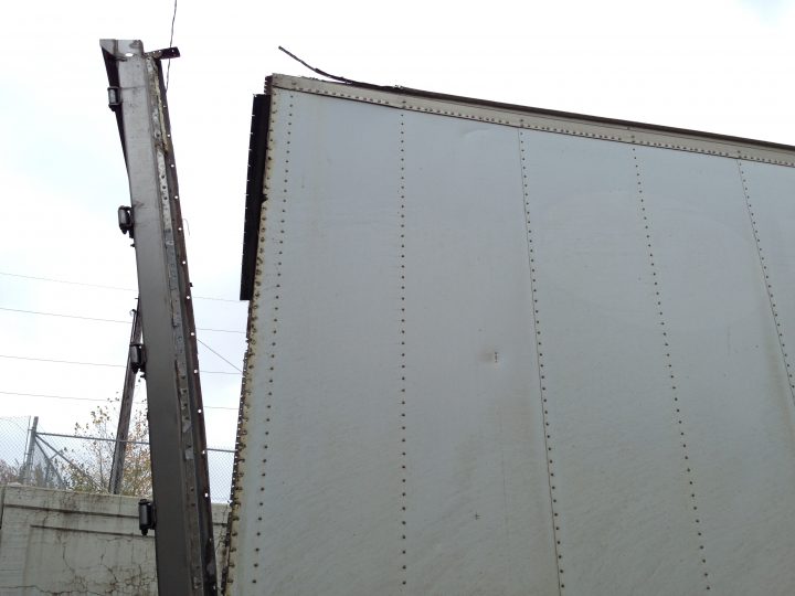 A semi truck was stuck under the Winnipeg Street underpass just north of Dewdney Avenue on Oct. 7.