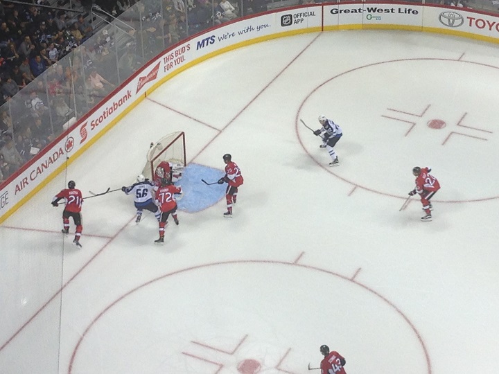 Ottawa Senators goalie Andrew Hammond makes a save in the third period against the Winnipeg Jets.