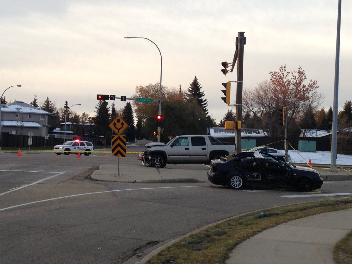 RCMP investigate a fatal collision in Sherwood Park, Thursday, Oct. 13, 2016. 
