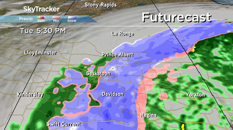 Rain is expected to transition into snow late Tuesday in Saskatoon.