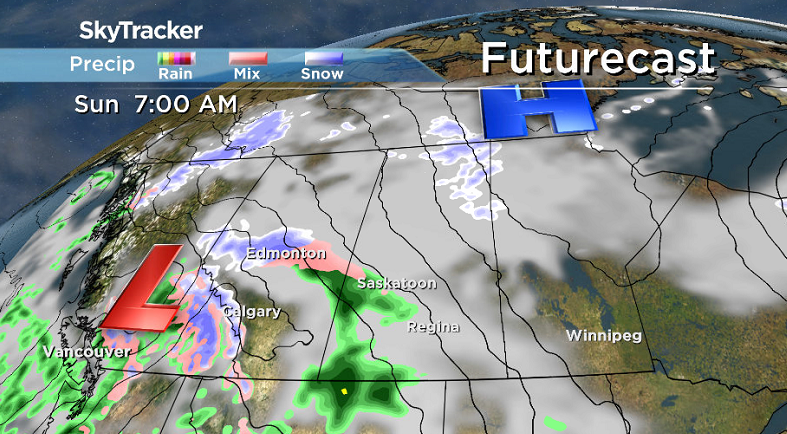 The remnants of Typhoon Songda will result in rain across central Saskatchewan on Sunday.