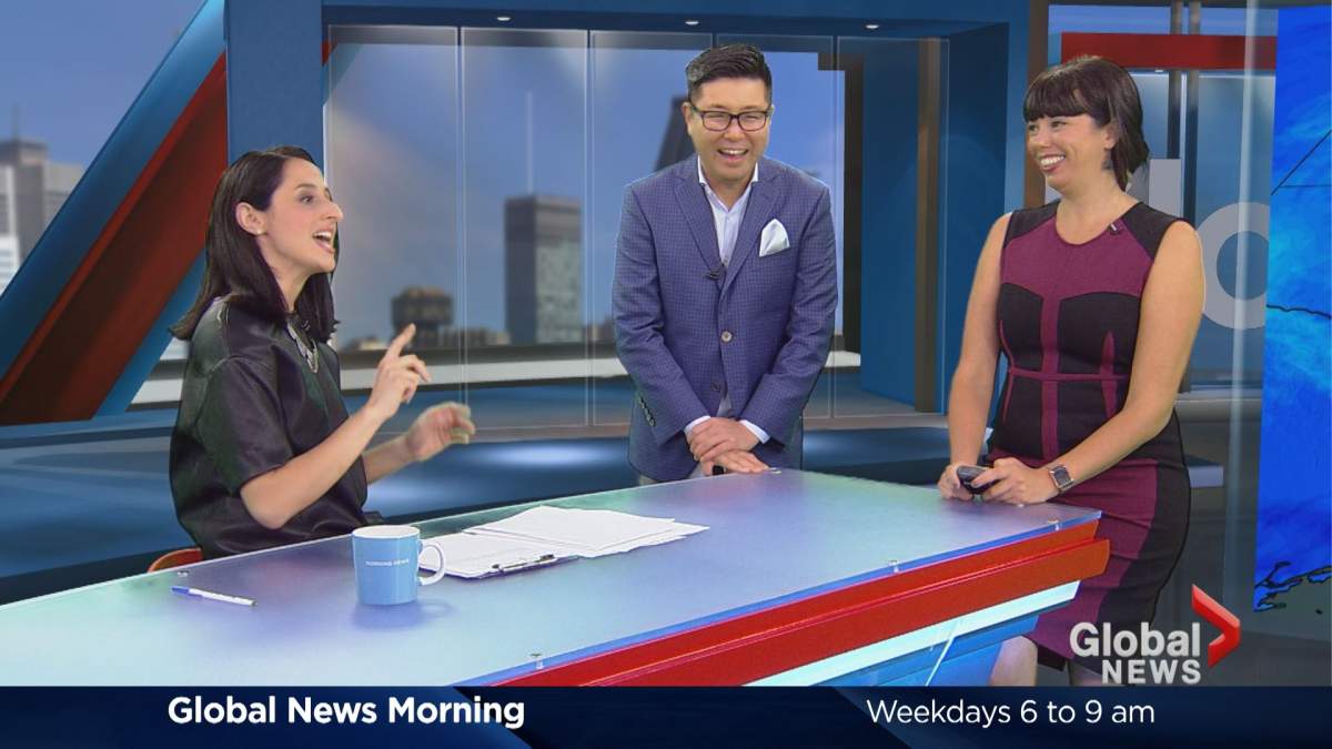 Anchor Laura Casella and weather specialist Kim Sullivan are joined by guest host chef Antonio Park on Global News Morning in Montreal, Friday, October 14, 2016.