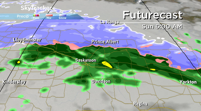 Snow changes to rain early Sunday morning.