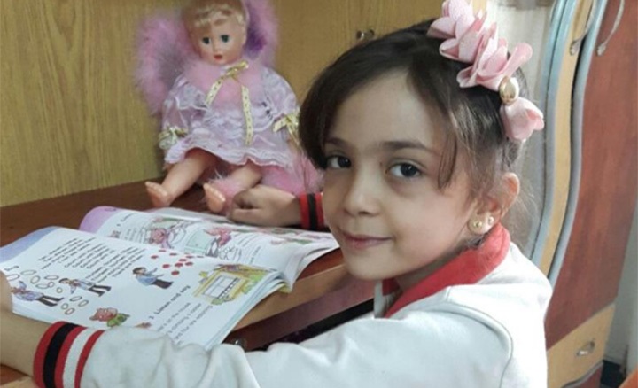 Seven-year-old Bana al-Abed seen here in her home in Aleppo, Syria.