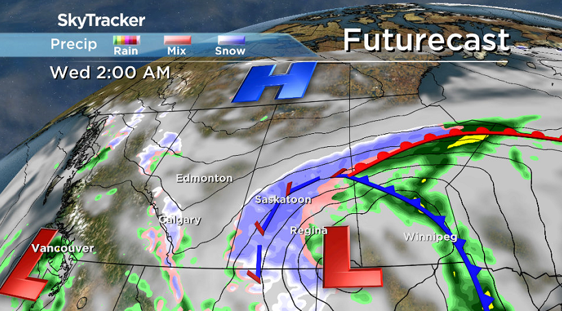 Cooler air wraps in behind the system Tuesday night switching precipitation to snow.
