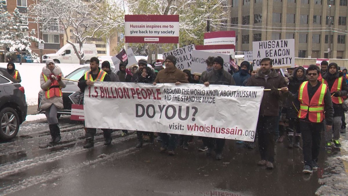 Hundreds take part in the Honour Walk commemorating the life and death of Imam Hussein.