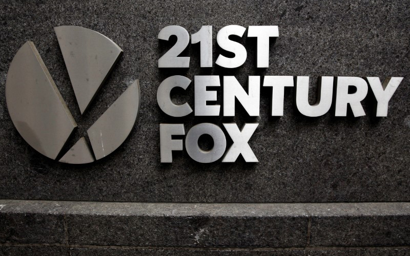 The 21st Century Fox  logo is seen outside the News Corporation headquarters in Manhattan, New York, U.S., April 29, 2016.  