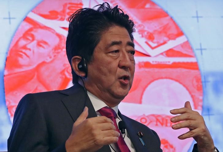 Japanese Prime Minister Shinzo Abe speaks during a Reuters Newsmaker conversation in Manhattan, New York, U.S., September 21, 2016. 