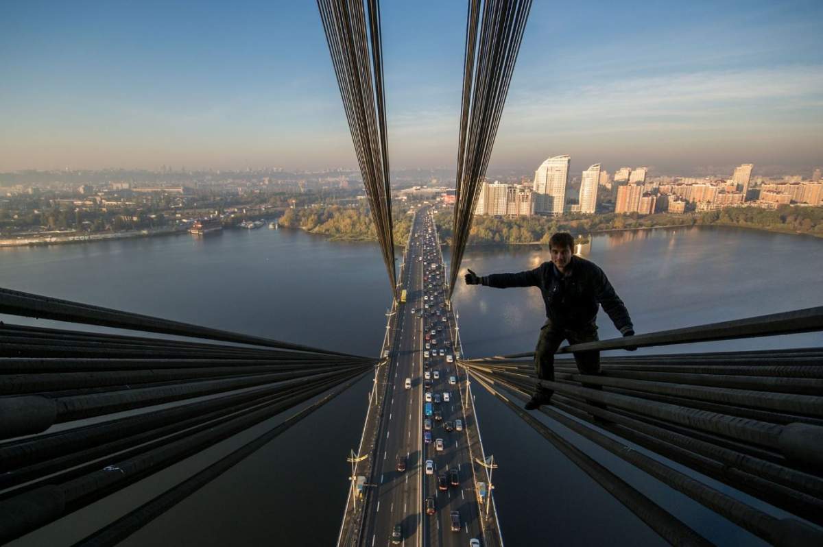 Yaroslav Seheda on top of a bridge