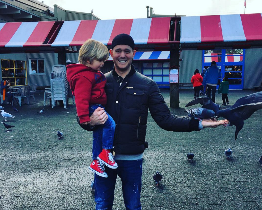 Michael Bublé and his son Noah, 3, at Granville Island in Vancouver earlier this year.
