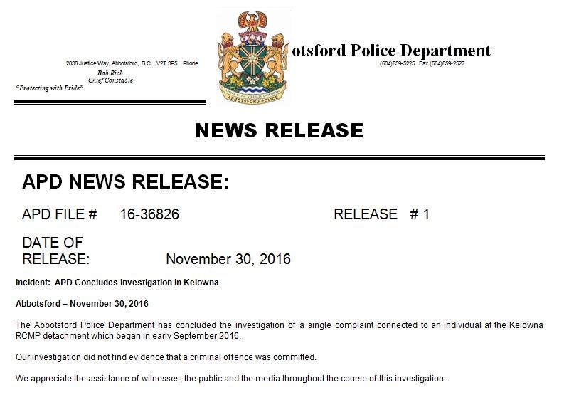 Kelowna’s former top cop cleared of criminal behavior - image