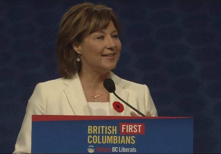 B.C. Premier Christy Clark delivers the keynote address at the B.C. Liberals convention in Vancouver Sunday, Nov. 6.