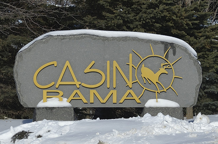 A sign in front of Casino Rama  in Rama, Ont., on January 14, 2015. 
