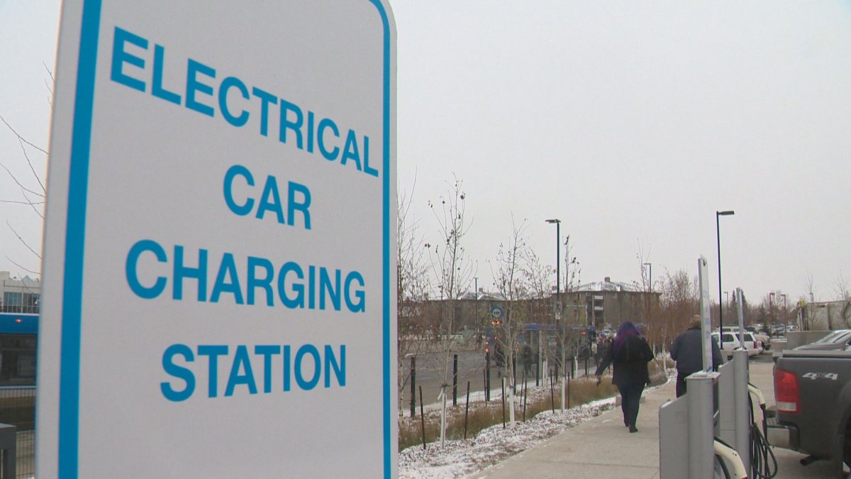Electric vehicle charging stations in Edmonton, Nov. 22, 2016.